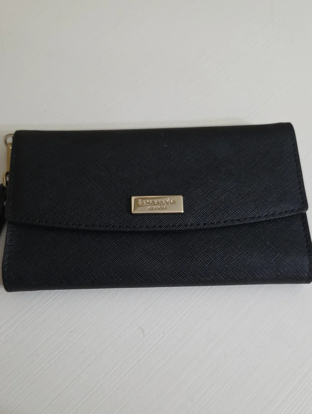 Kate Spade Black Wristlet Clutch with Gold Accent